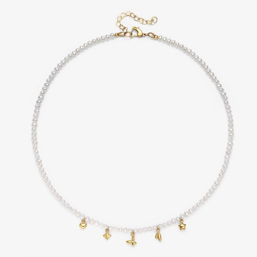 Olivia Fresh Water Pearl Necklace With Charms